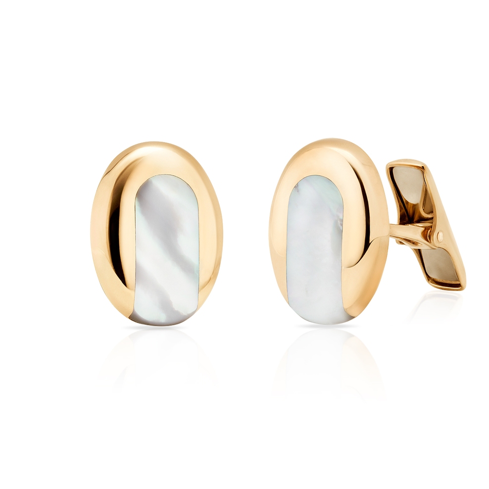 Spinki do koszuli złote z masą perłową