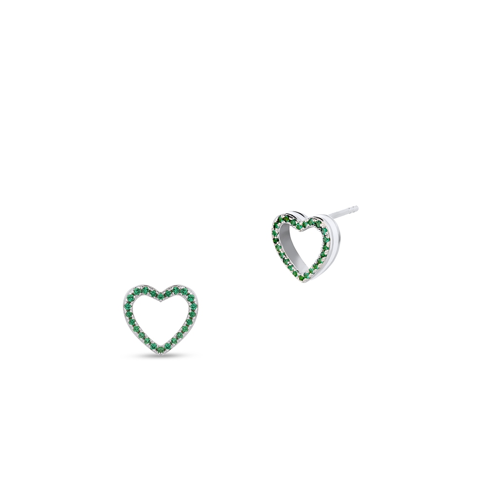 Kolczyki srebrne serca z cyrkoniami