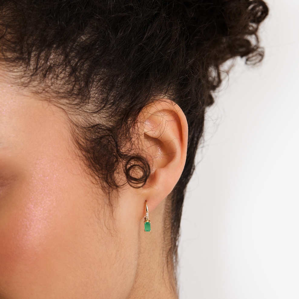 Kolczyki złote ze szmaragdem TRIO
