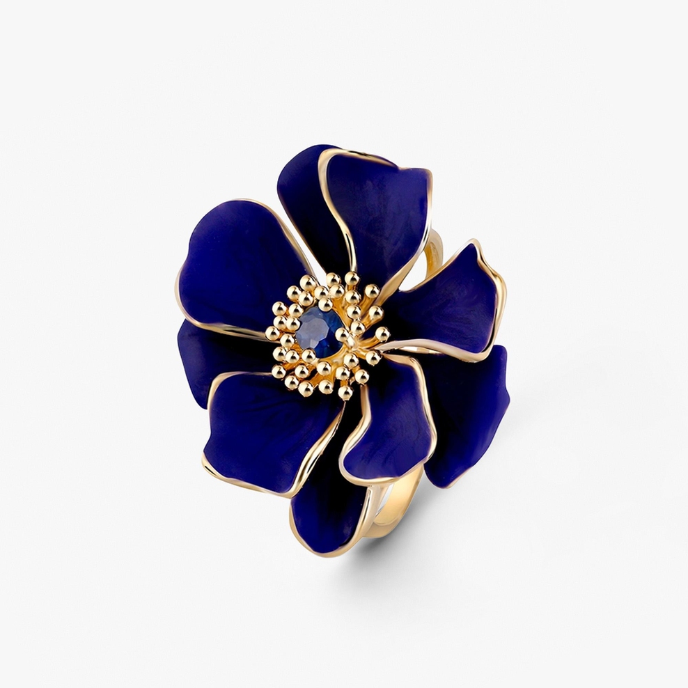 Pierścionek złoty Kwiaty Nocy Zawilce