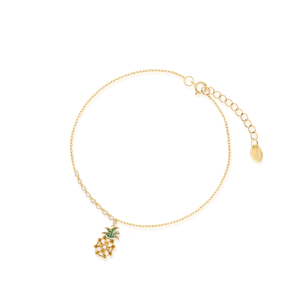 Bransoleta srebrna pozłacana z ananasem