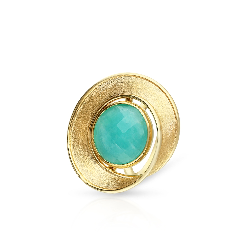 Pierścionek złoty z amazonitem