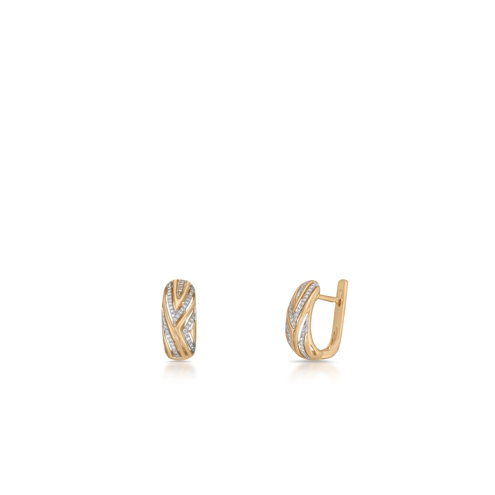 Kolczyki złote bicolor z diamentami