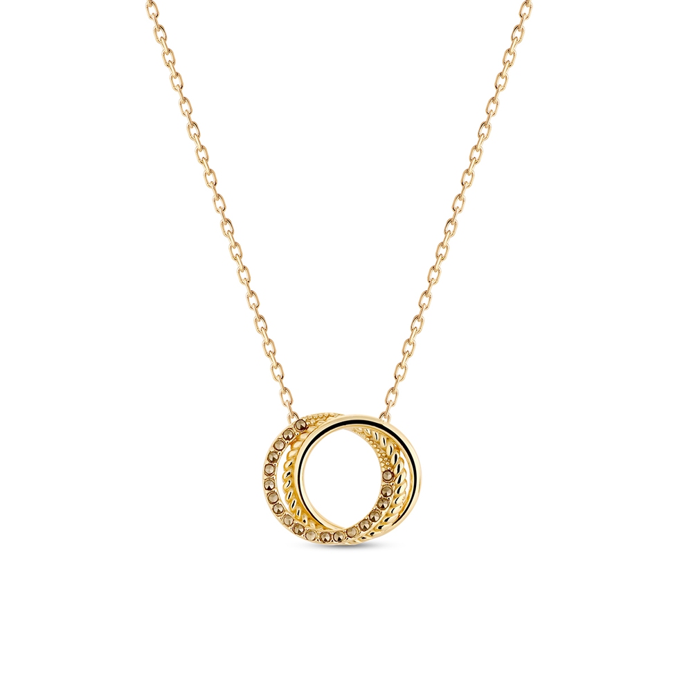 Naszyjnik srebrny pozłacany z markasytami