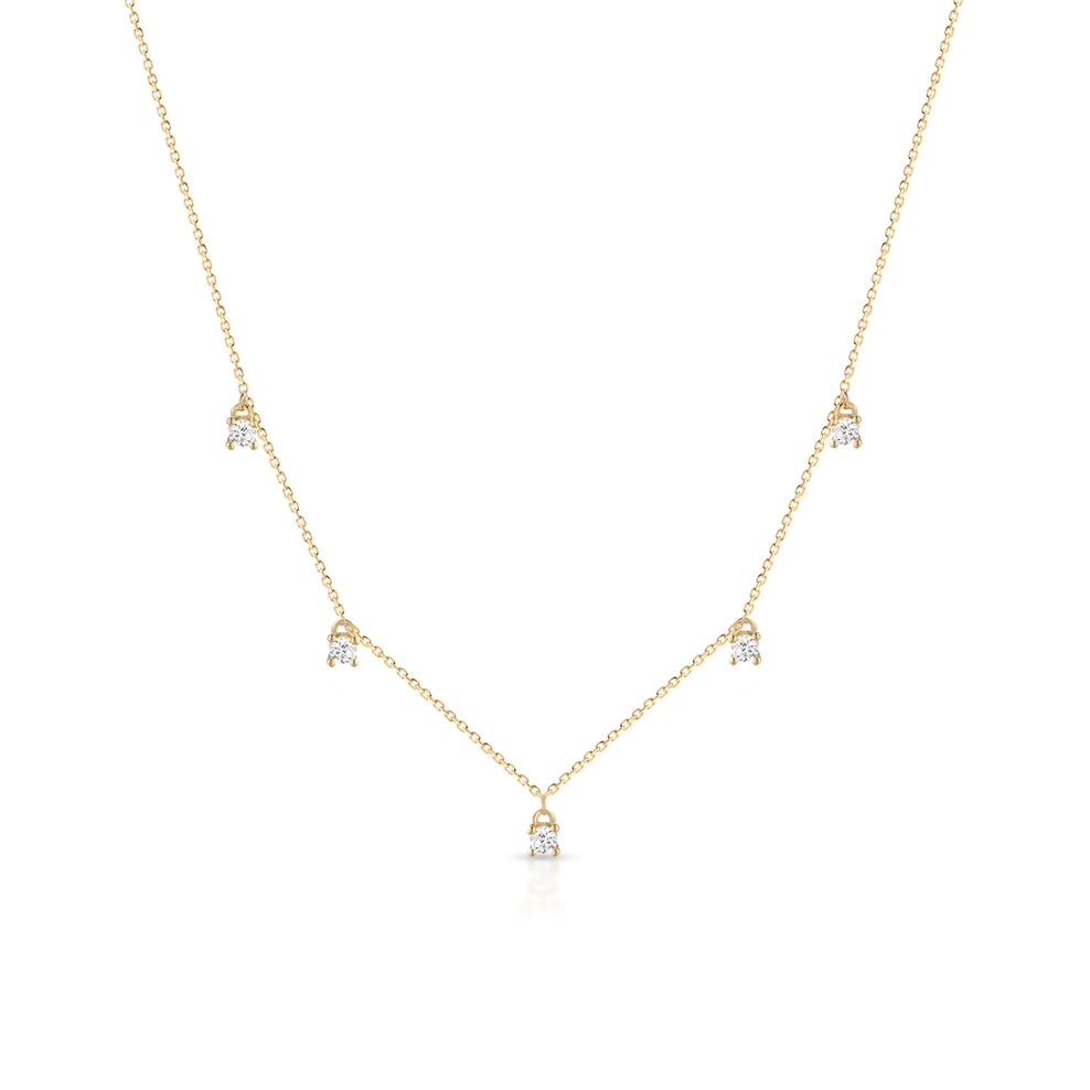 Naszyjnik  złoty z wiszącymi cyrkoniami