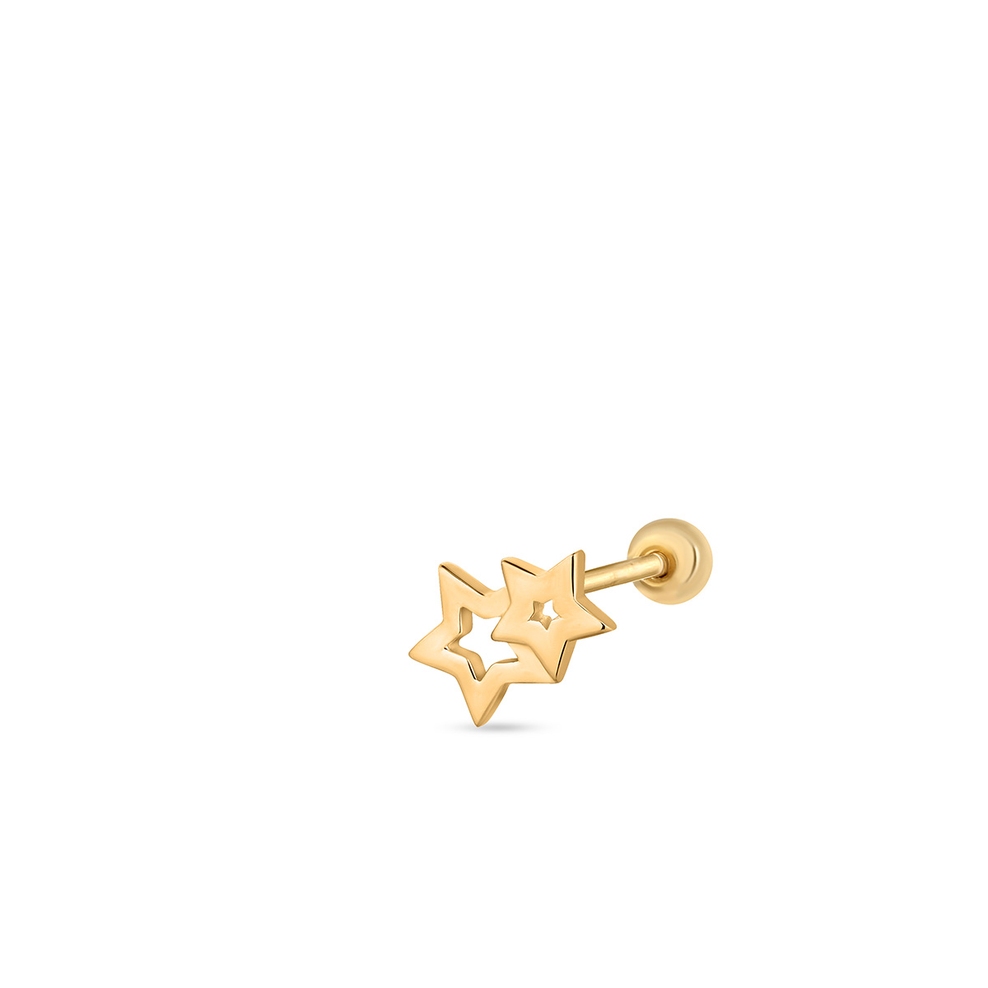 Kolczyk srebrny pozłacany dwie gwiazdki