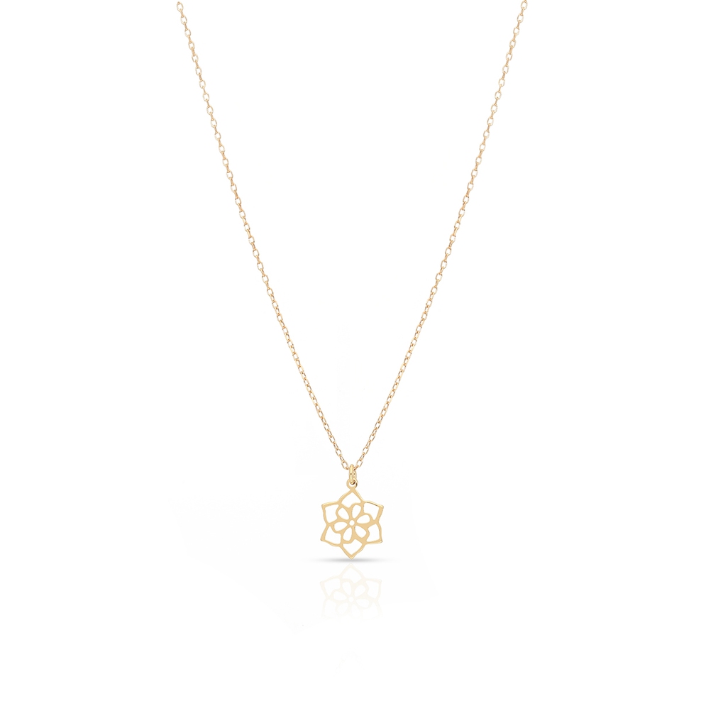 Naszyjnik srebrny pozłacany z ażurowym kwiatem