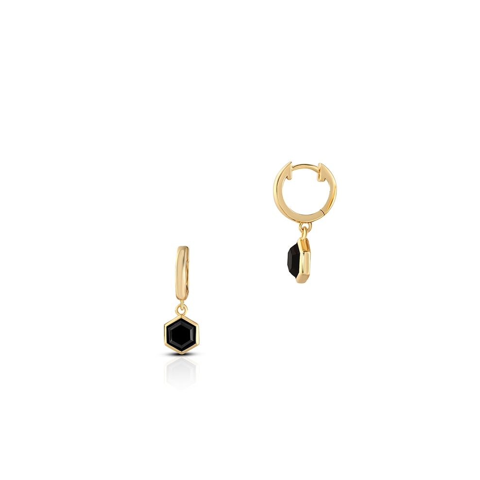 Kolczyki srebrne pozłacane koła hexagon