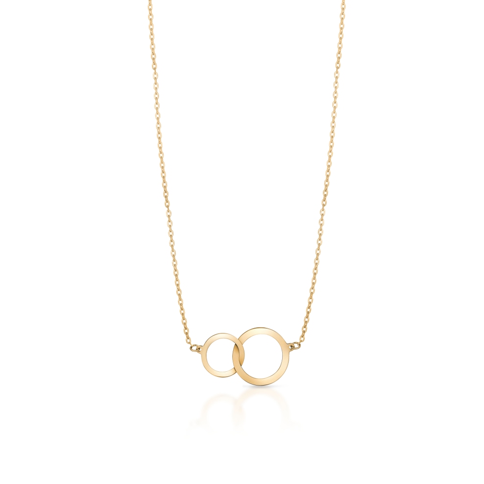 Naszyjnik złoty z motywem przeplatanych obręczy