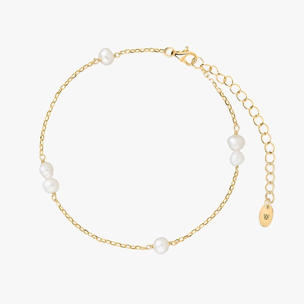 Bransoleta srebrna pozłacana z perłami