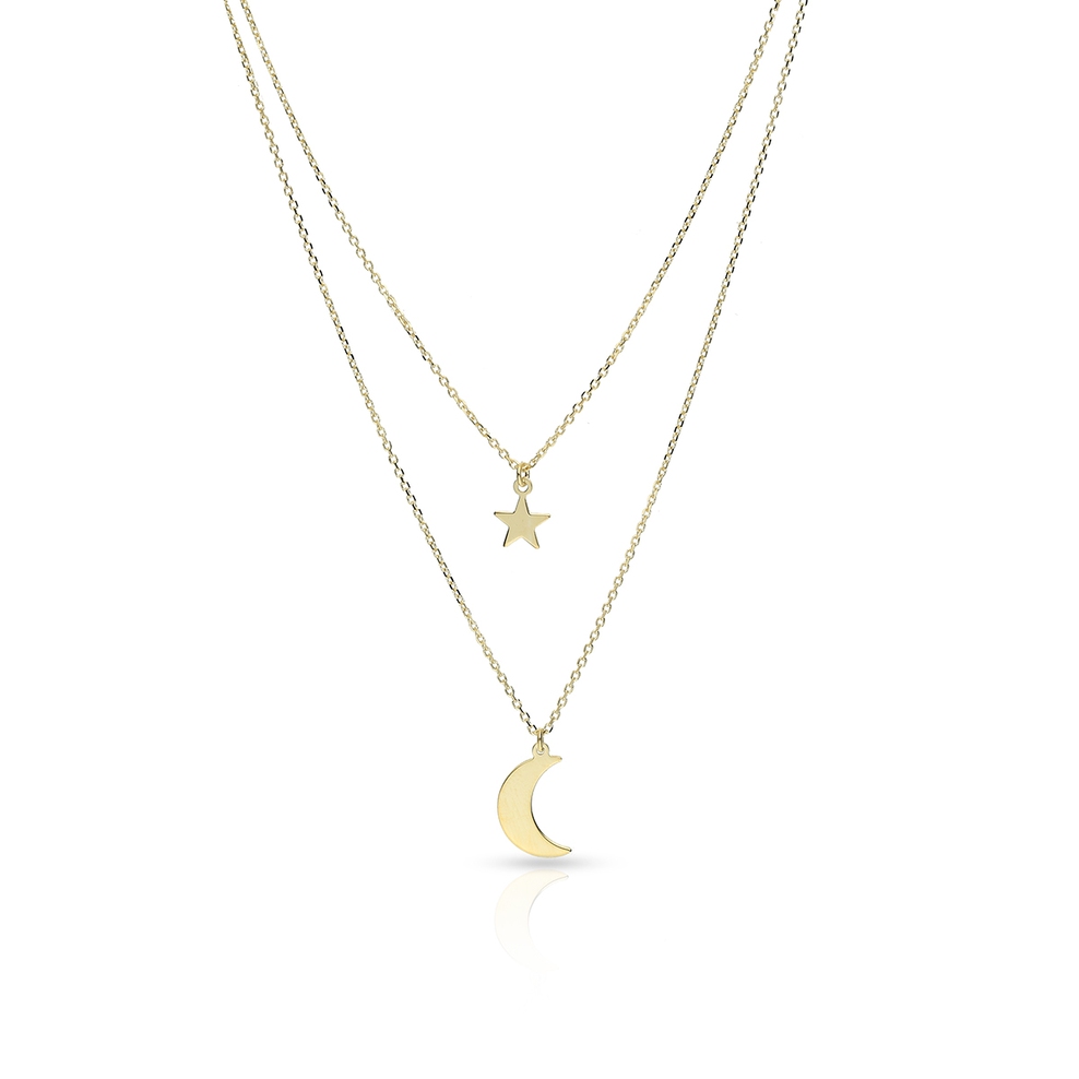 Naszyjnik złoty kaskadowy z motywem astralnym