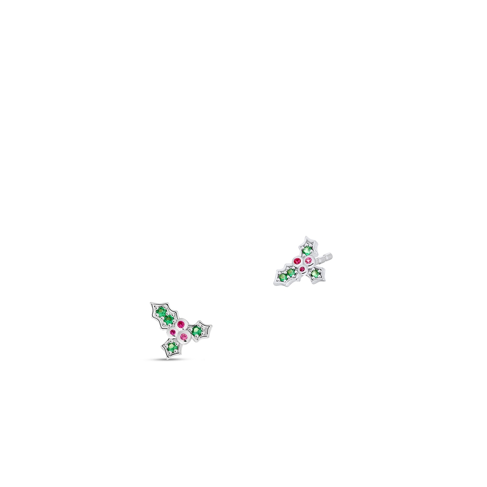 Kolczyki srebrne świąteczna gałązka