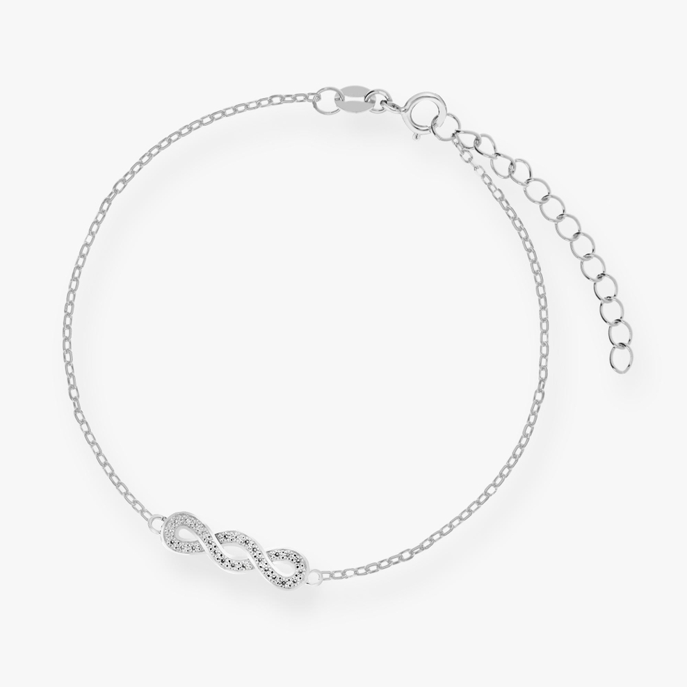 Bransoleta srebrna nieskończoność z cyrkoniami