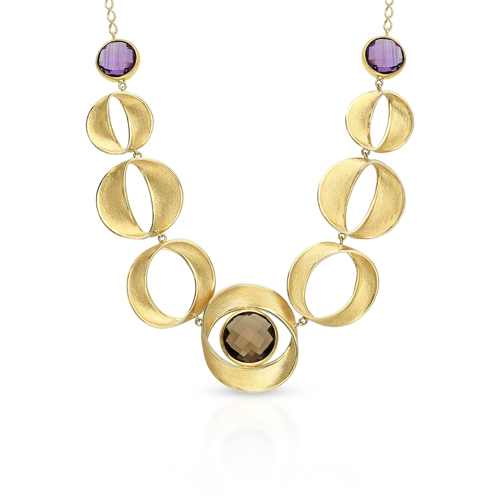 Naszyjnik złoty z kamieniami szlachetnymi