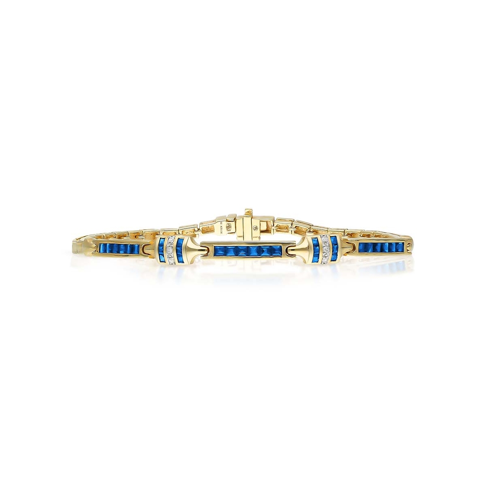 Bransoleta złota z szafirami i diamentami