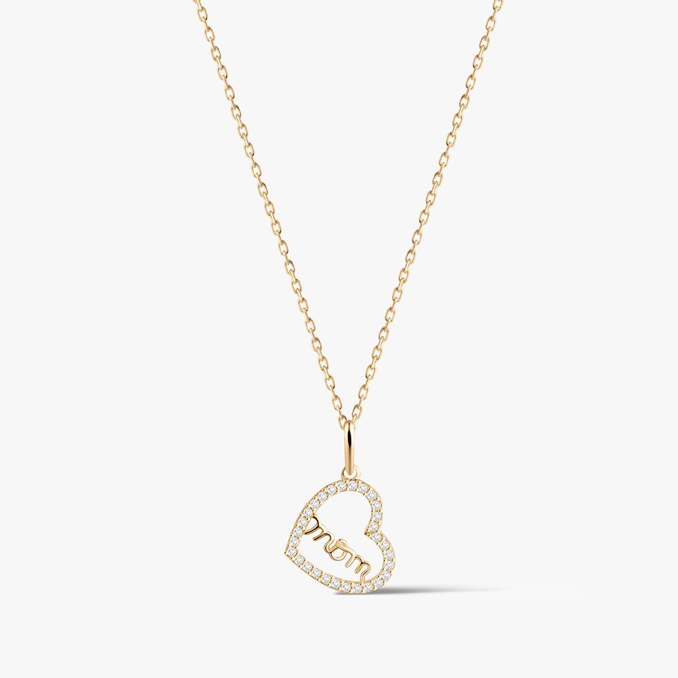 Wisiorek złoty serce Mom