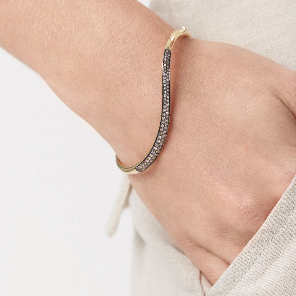 Bransoleta złota z brązowymi diamentami Karmelowa