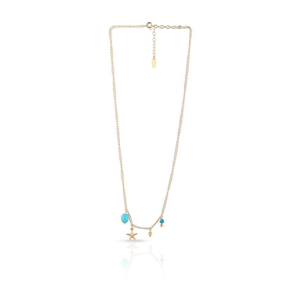 Naszyjnik srebrny pozłacany boho