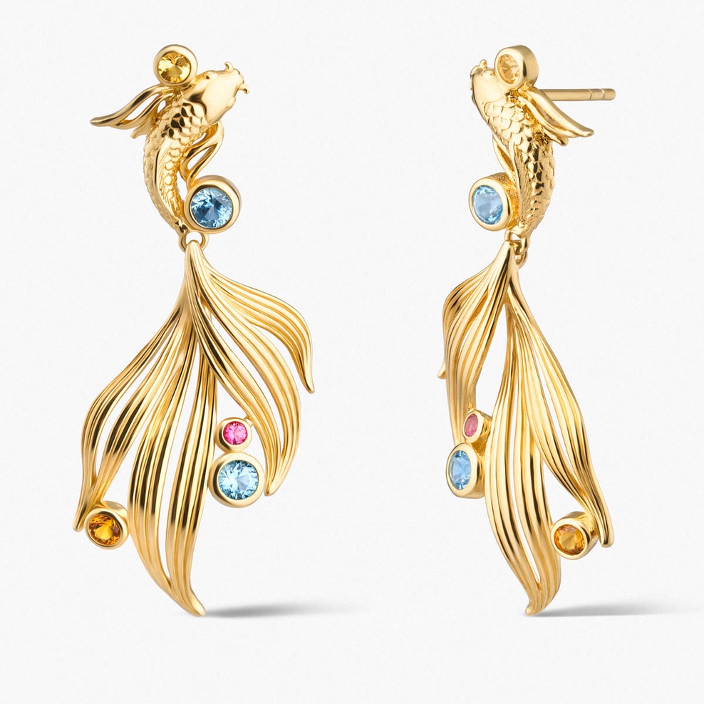 Kolczyki srebrne KOI