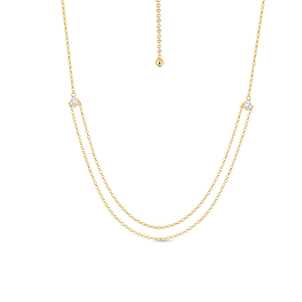 Naszyjnik srebrny pozłacany z cyrkoniami