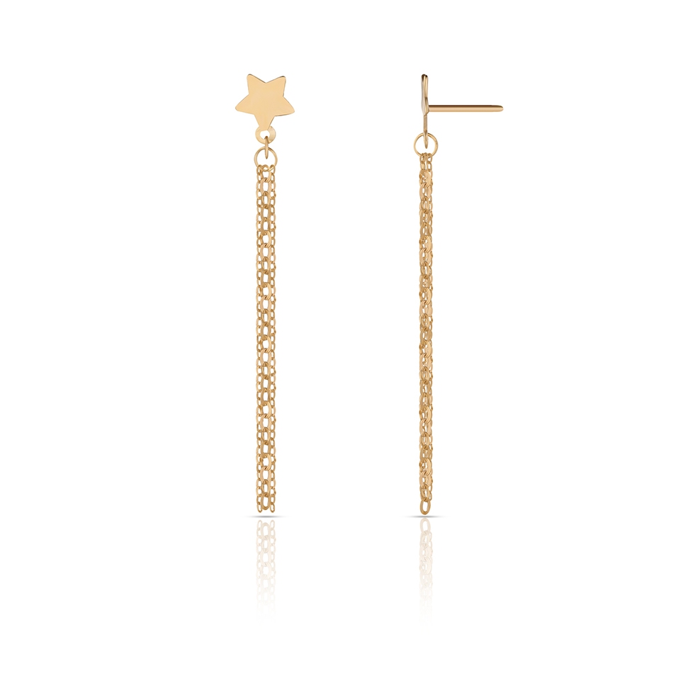 Kolczyki złote krawatki z gwiazdką