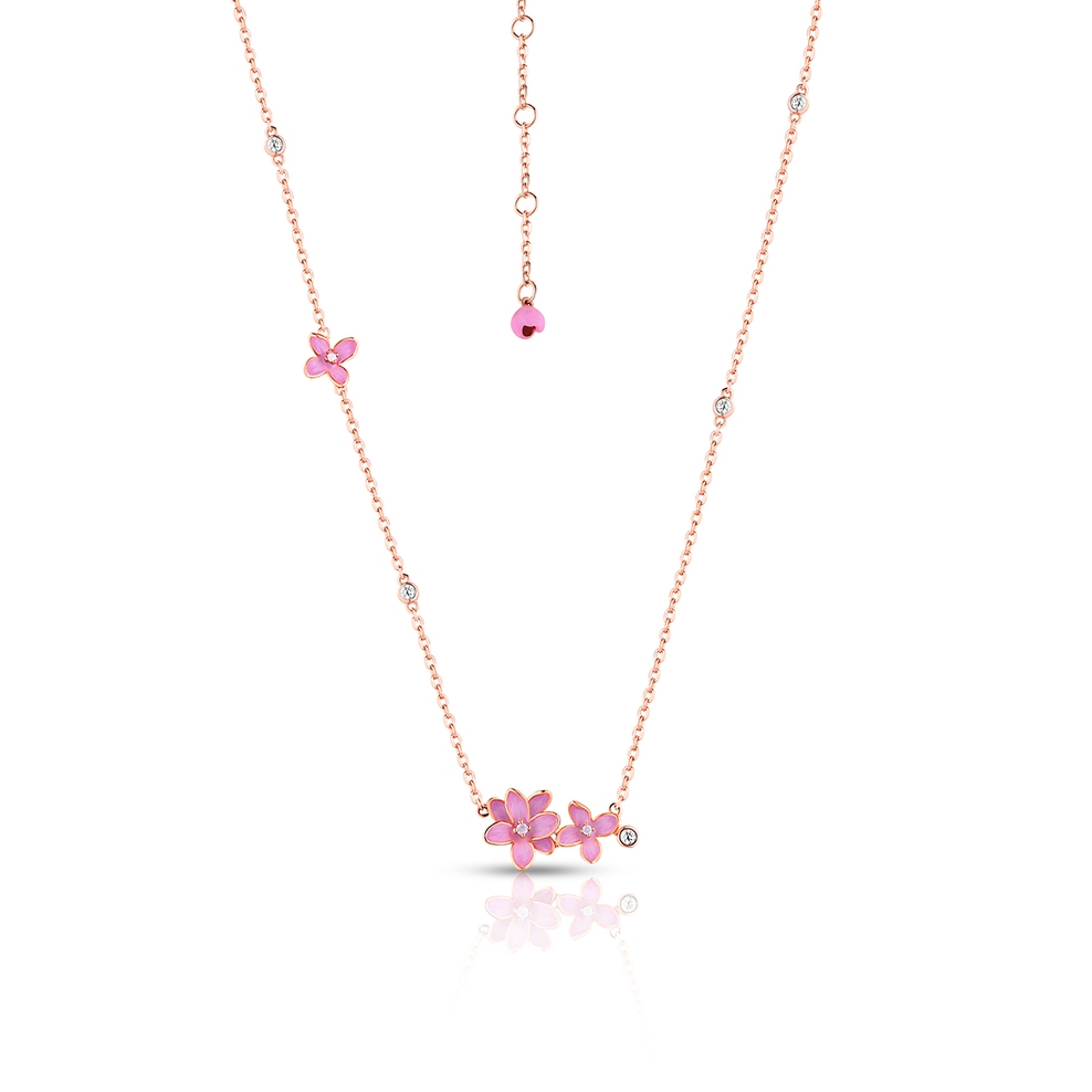 Naszyjnik srebrny Kwiaty Nocy Różowy Bez