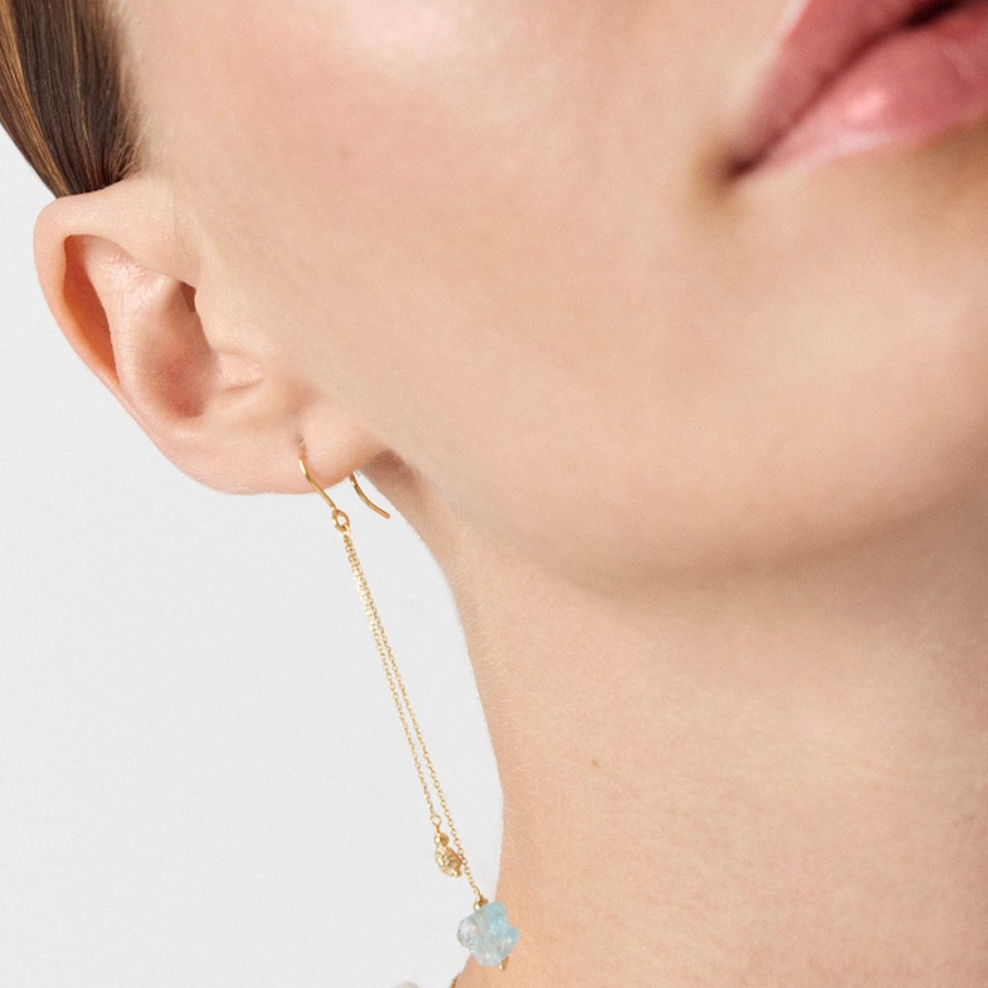 Kolczyki złote z niebieskim apatytem Saint Tropez