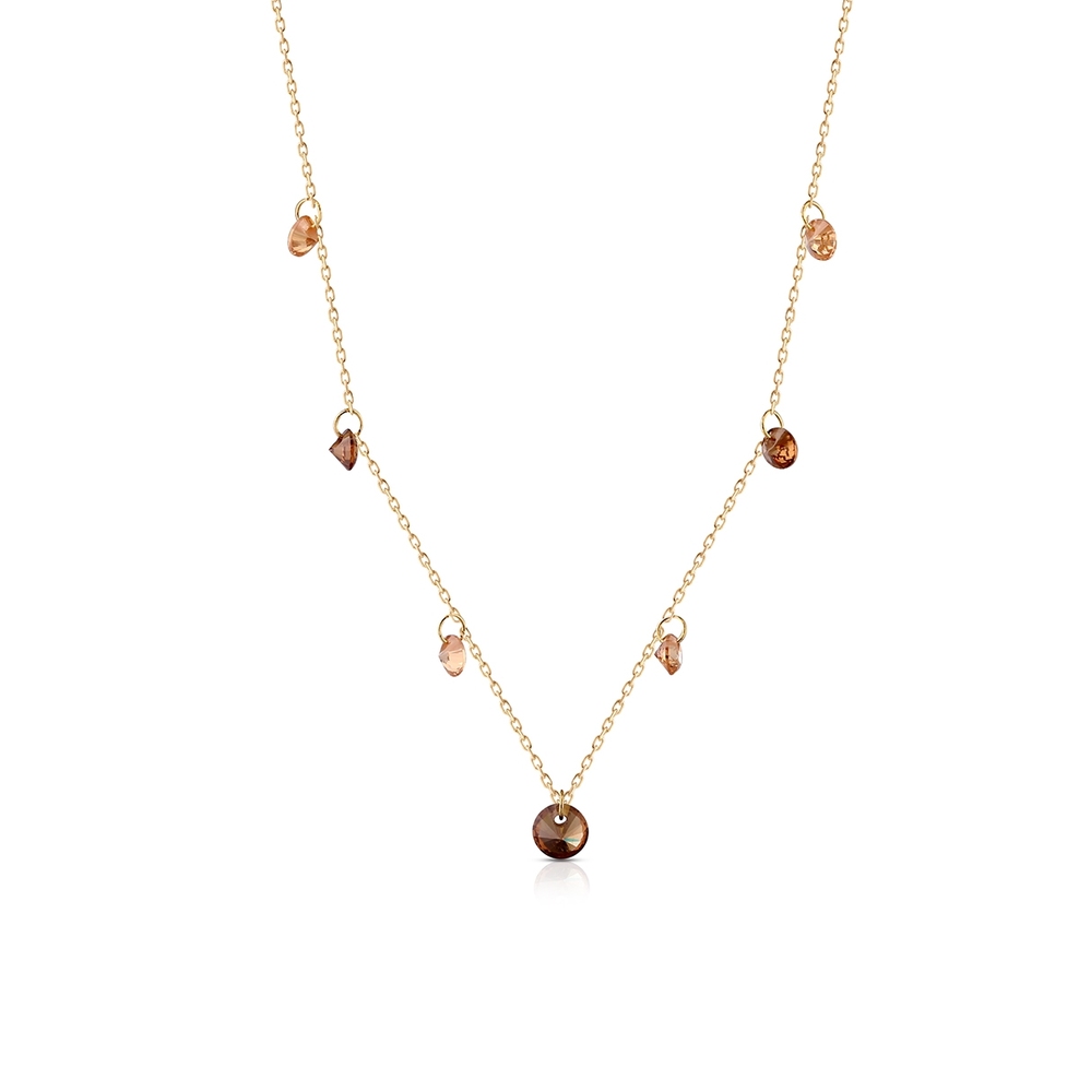 Naszyjnik  złoty z kolorowymi cyrkoniami