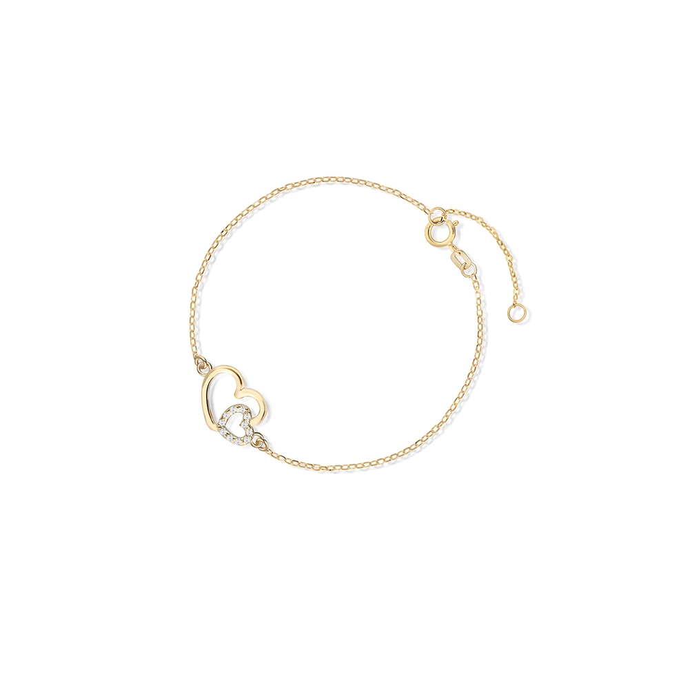 Bransoletka złota z cyrkoniami serca