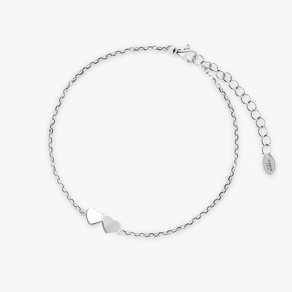 Bransoleta srebrna złączone serca