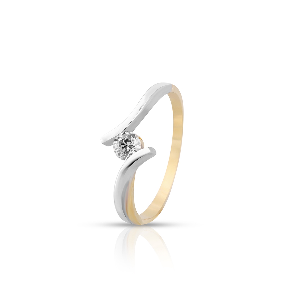 Pierścionek złoty z cyrkonią