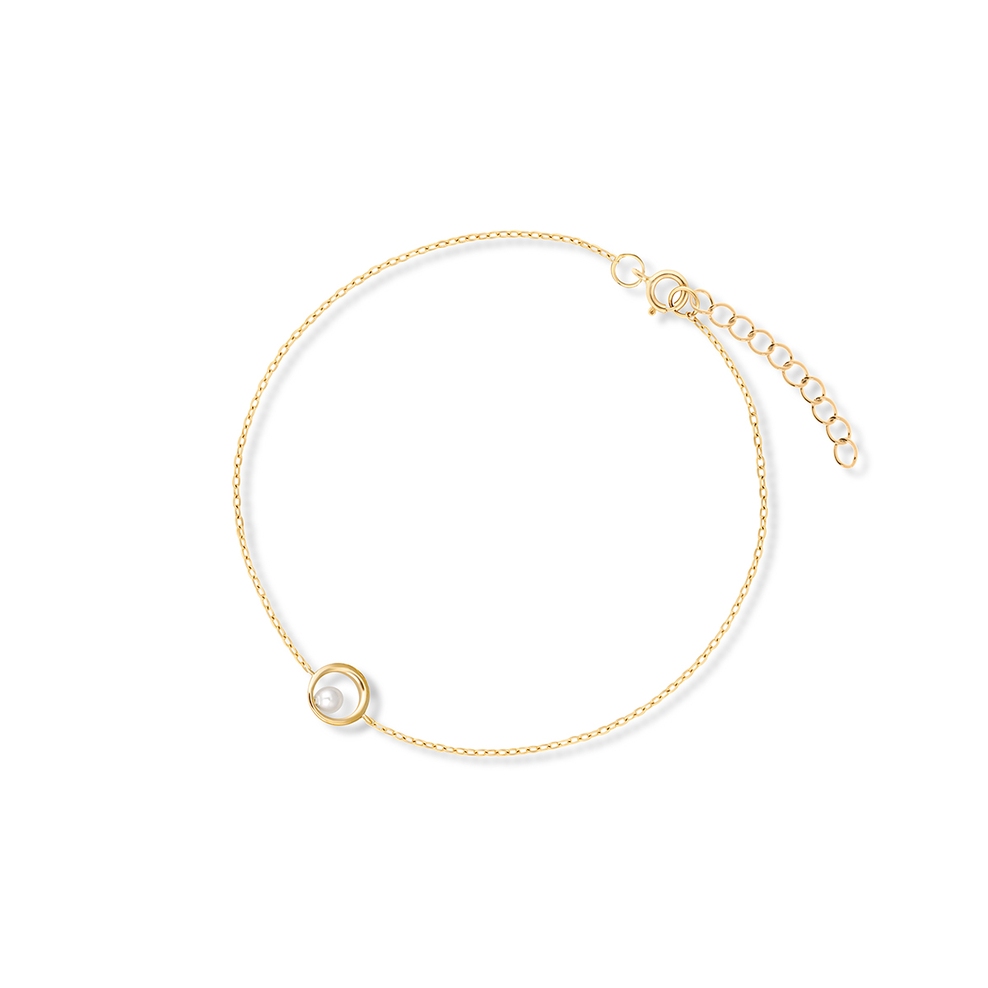 Bransoleta srebrna okrąg z perłą