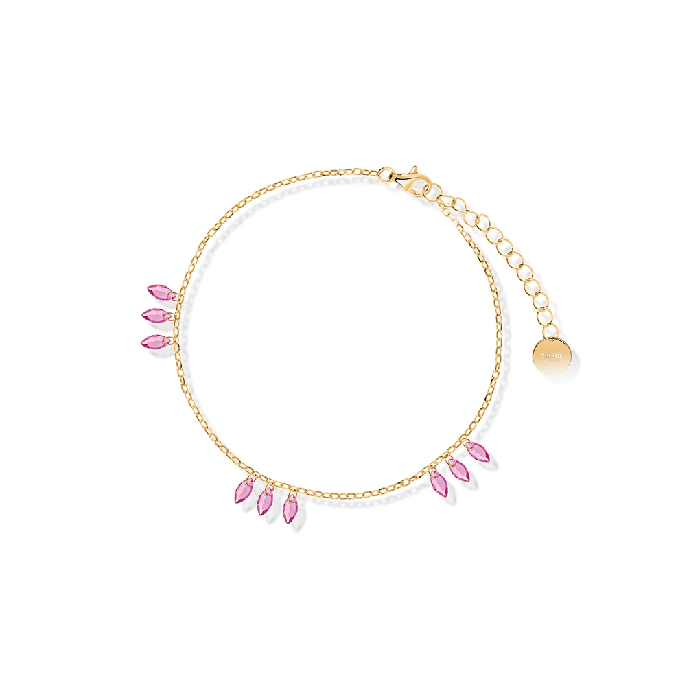 Bransoleta srebrna pozłacana z różowymi cyrkoniami