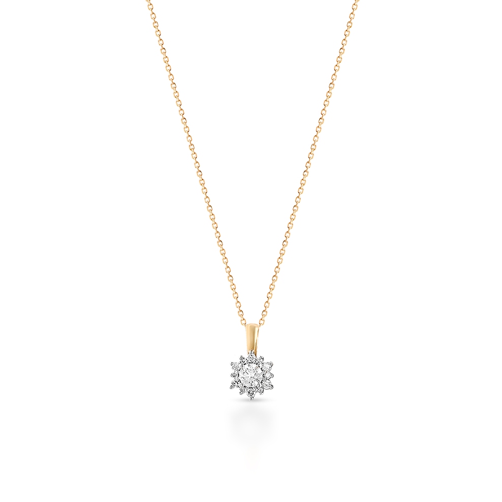 Wisiorek złoty z brylantem i diamentami