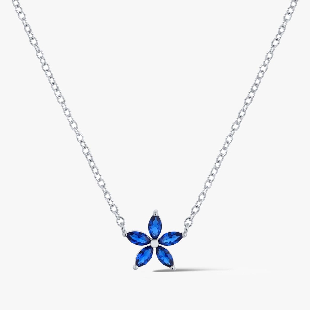 Naszyjnik srebrny z niebieskimi cyrkoniami