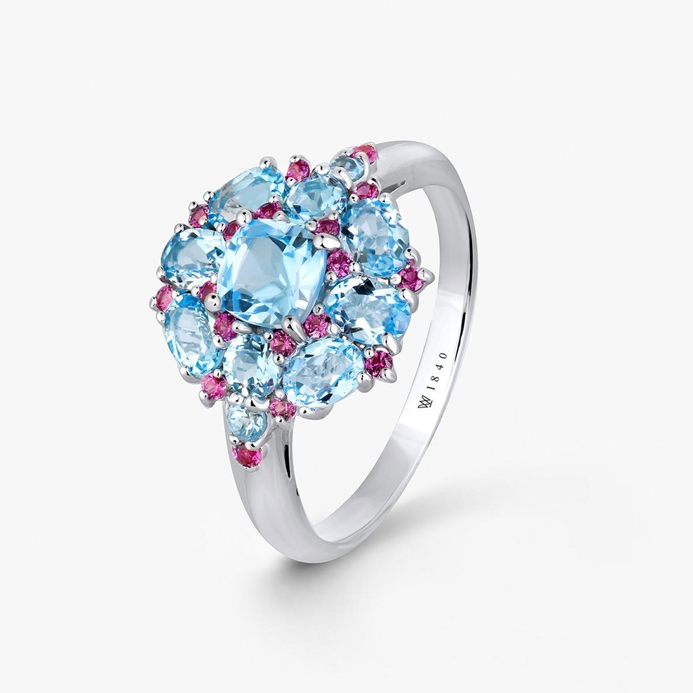 Pierścionek srebrny z topazami