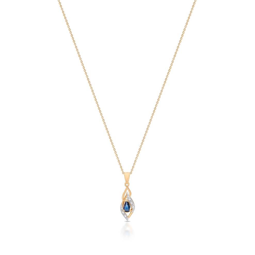 Wisiorek złoty z szafirem i diamentami