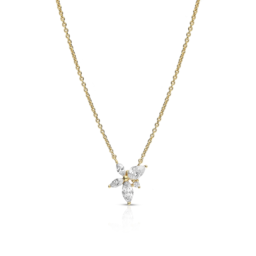 Naszyjnik srebrny pozłacany z cyrkoniami