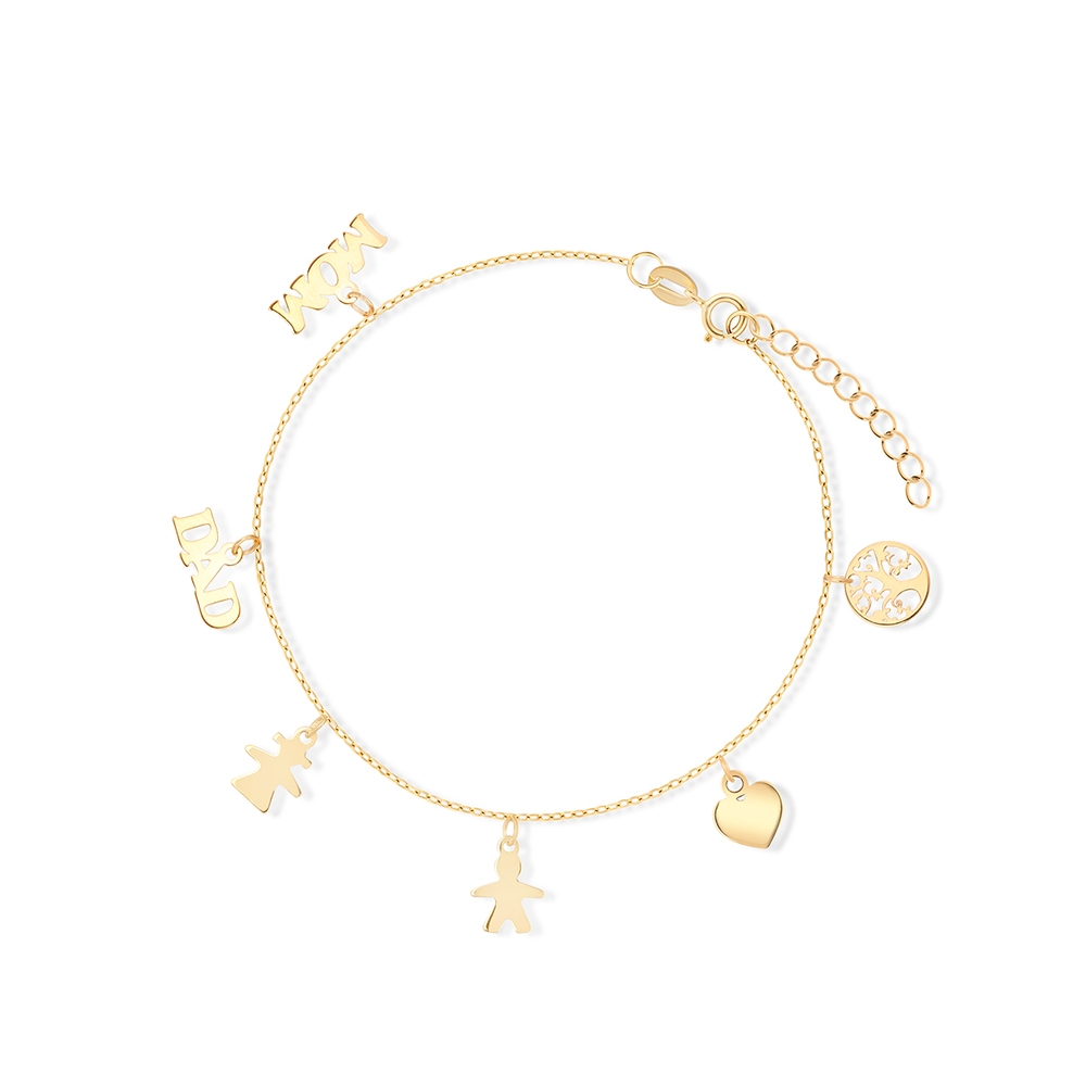 Bransoleta złota z zawieszkami Mom Dad