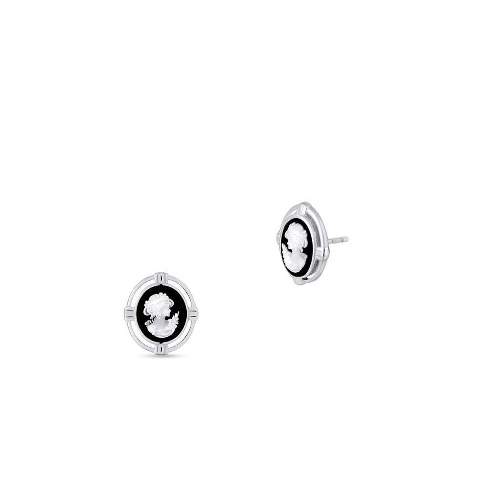 Kolczyki srebrne kamea