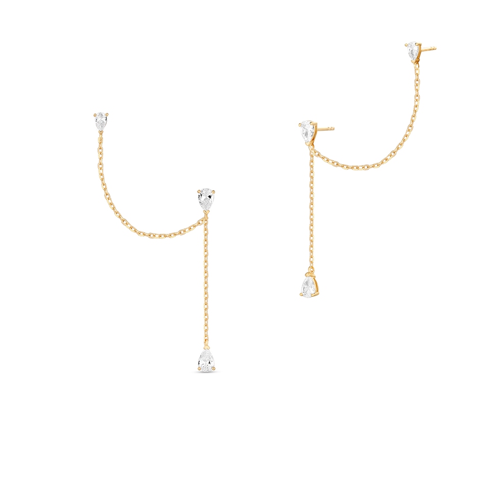 Kolczyki srebrne pozłacane z cyrkoniami