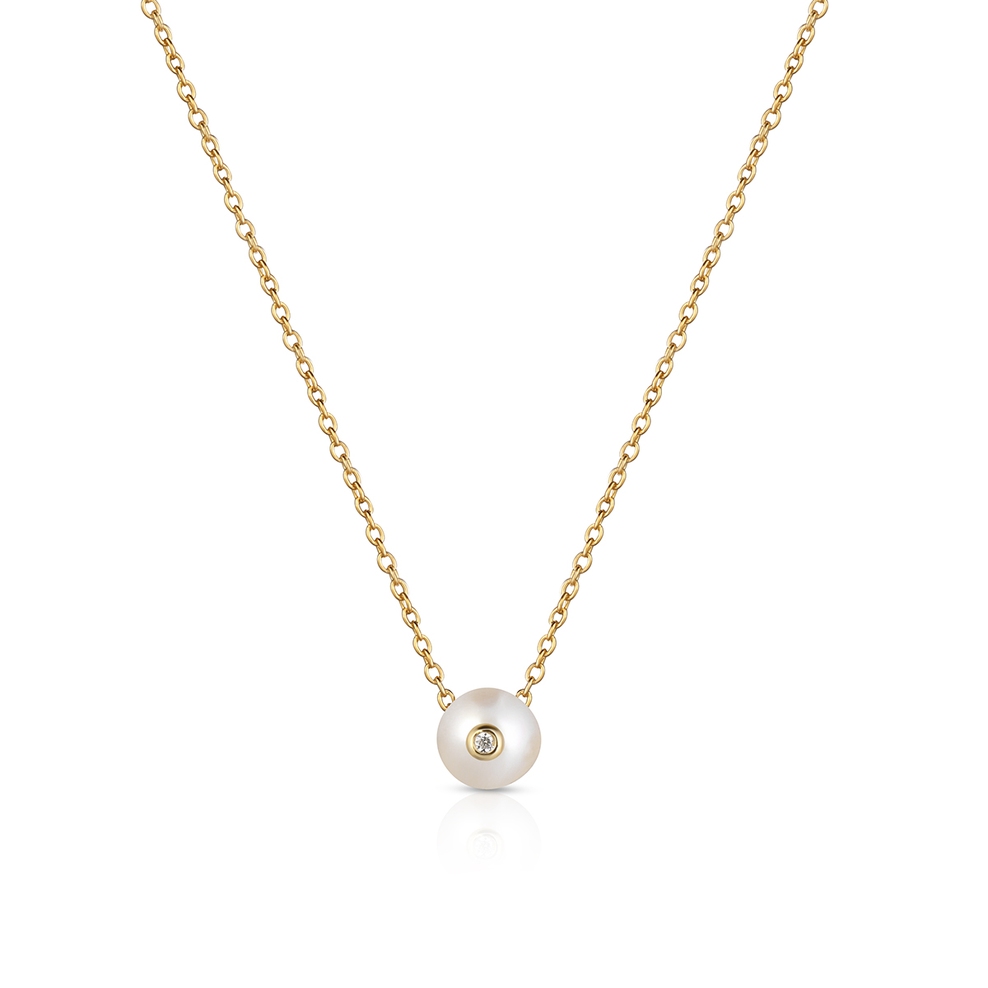 Naszyjnik srebrny pozłacany z perłą i cyrkonią