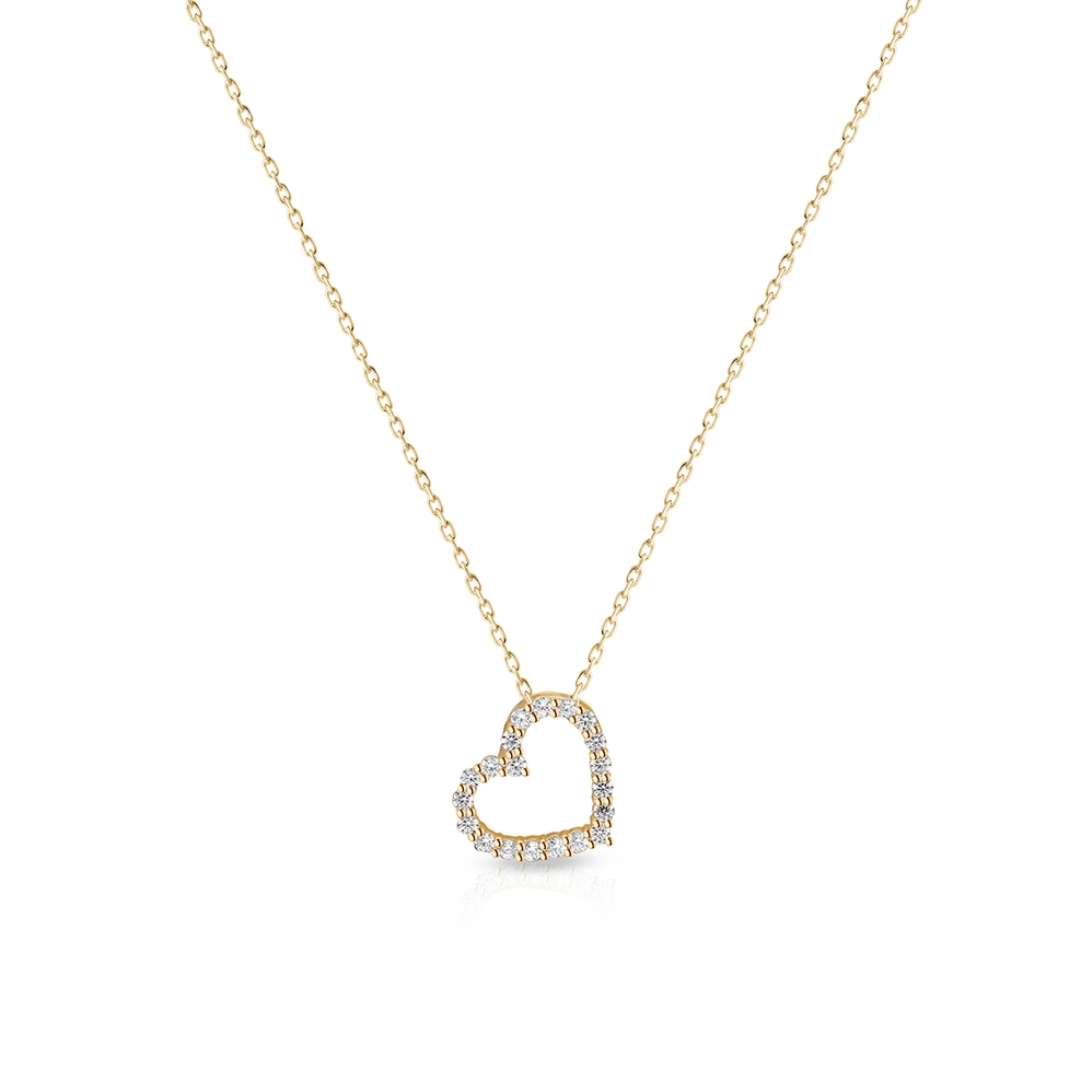 Wisiorek złoty serce wysadzane cyrkoniami