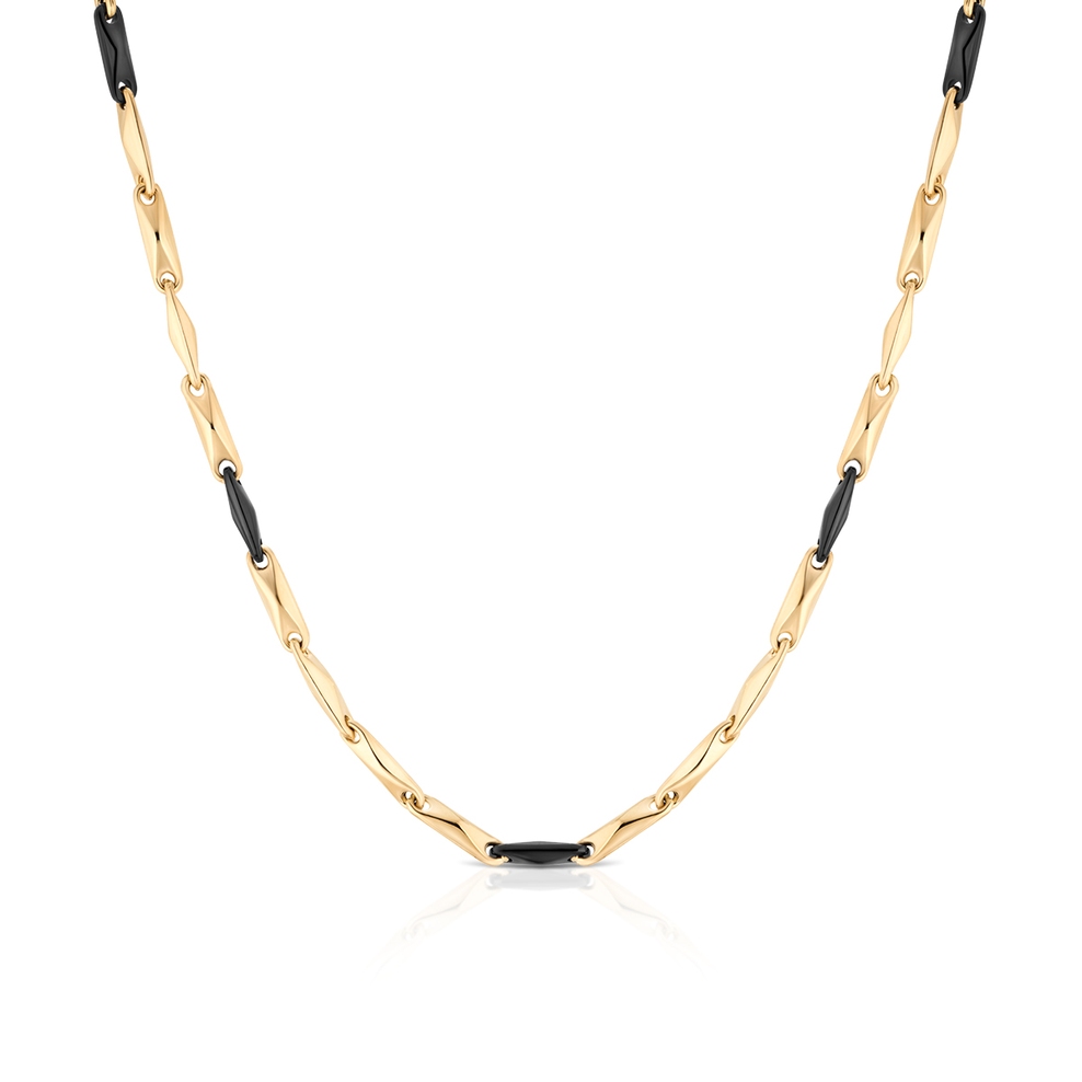 Naszyjnik złoty z elementami czarnej ceramiki