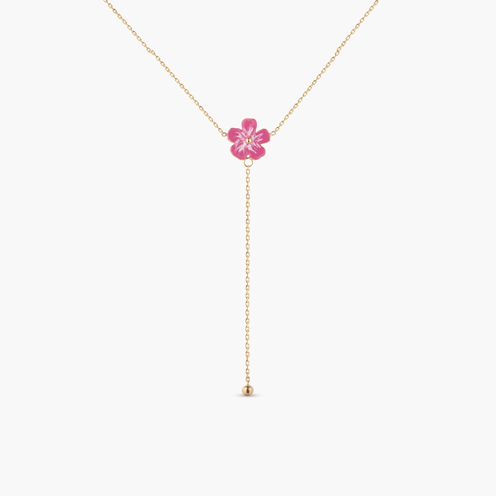 Naszyjnik złoty z różowym kwiatkiem