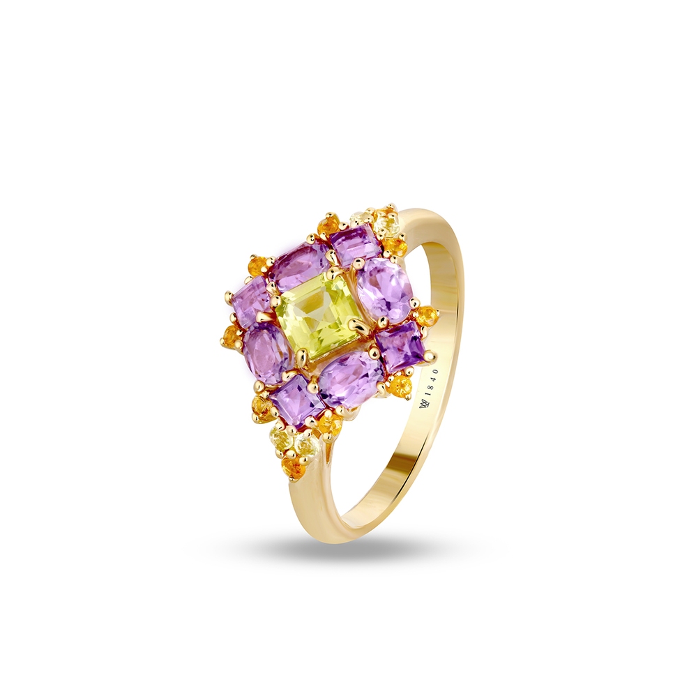 Pierścionek srebrny z ametystami Szekspirowska