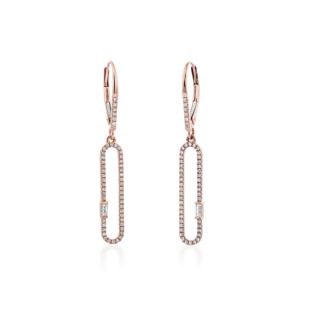 Kolczyki różowe złoto z diamentami