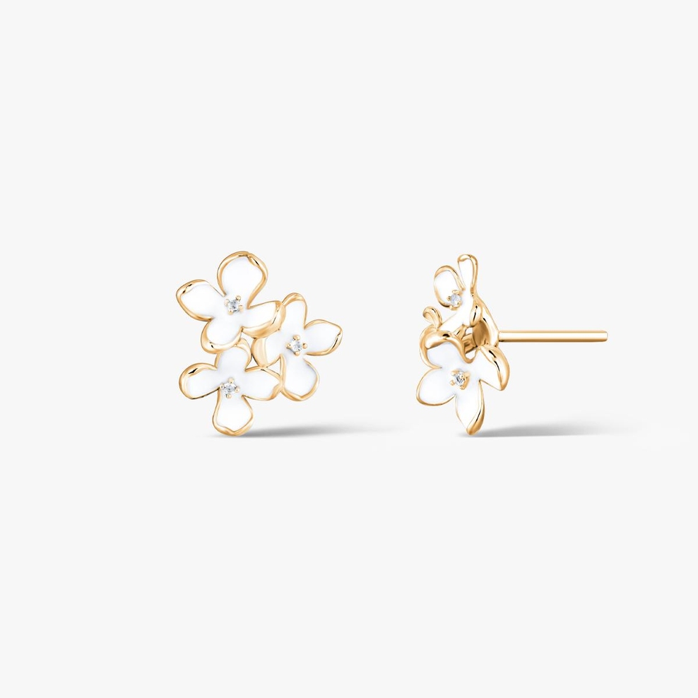 Kolczyki srebrne Kwiaty Nocy Biały Bez