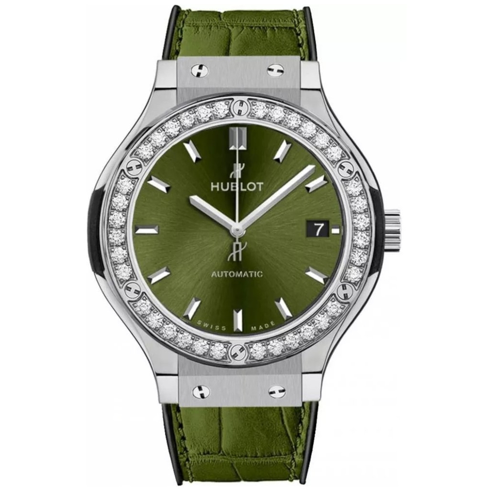 ZEGAREK HUBLOT CLASSIC FUSION TITANIUM GREEN DIAMONDS