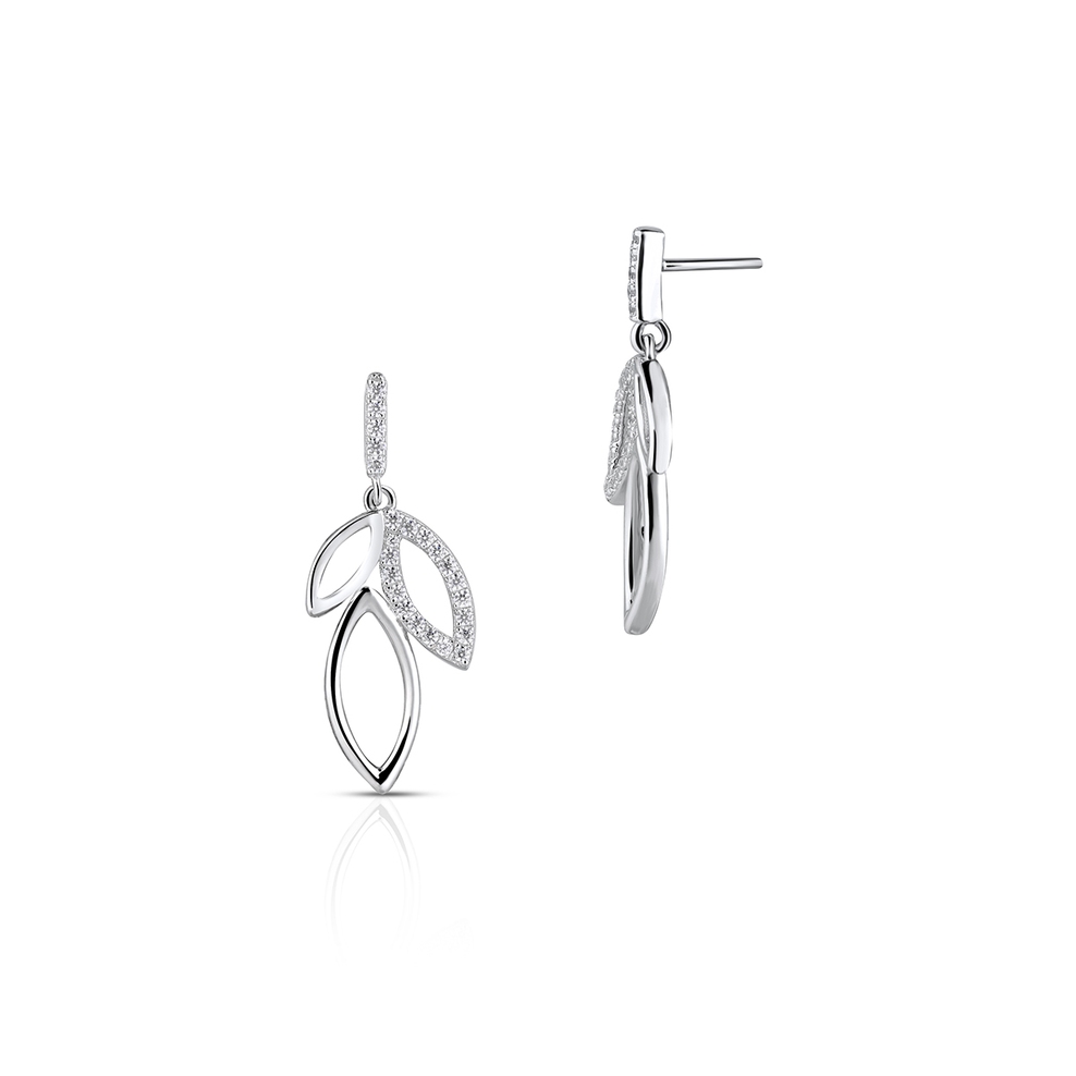 Kolczyki srebrne z roślinnym motywem